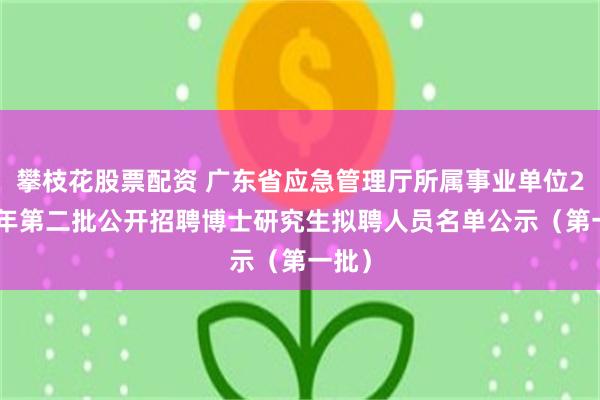 攀枝花股票配资 广东省应急管理厅所属事业单位2024年第二批公开招聘博士研究生拟聘人员名单公示（第一批）