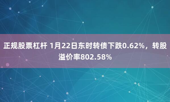 正规股票杠杆 1月22日东时转债下跌0.62%，转股溢价率802.58%