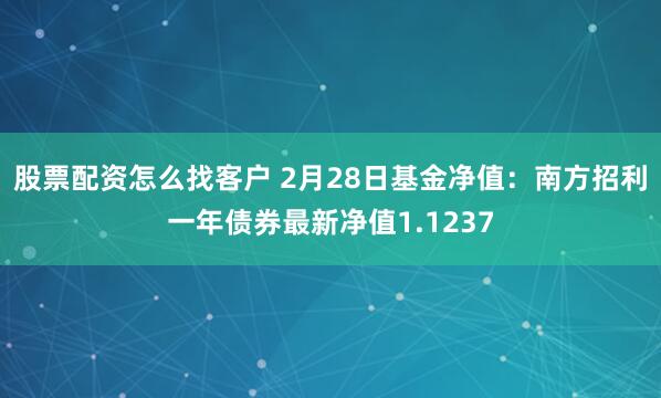 股票配资怎么找客户 2月28日基金净值：南方招利一年债券最新净值1.1237